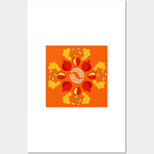 Rosh Hashanah Roundel in Orange Posters and Art